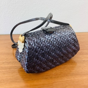 Vintage 1970s RODO WOVEN RATTAN Wicker Blue Bag / Shoulder Bag / Purse