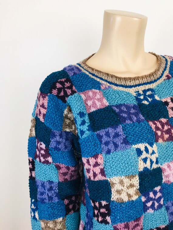 Vintage 1970s PATCHWORK Squares Style Handwoven P… - image 4