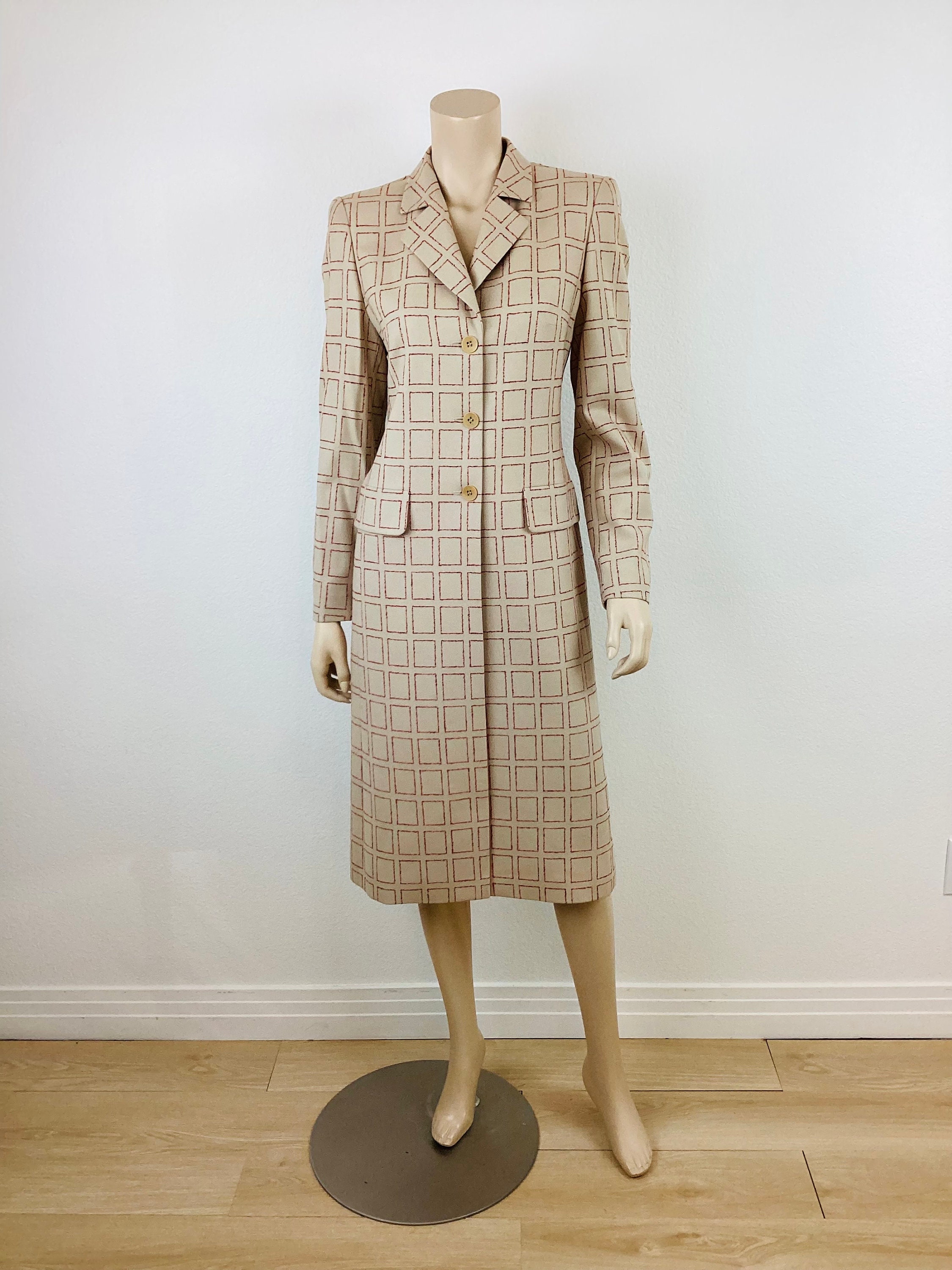 LOUIS FERAUD PARIS : Brown and cinnamon plaid jacket. Si…