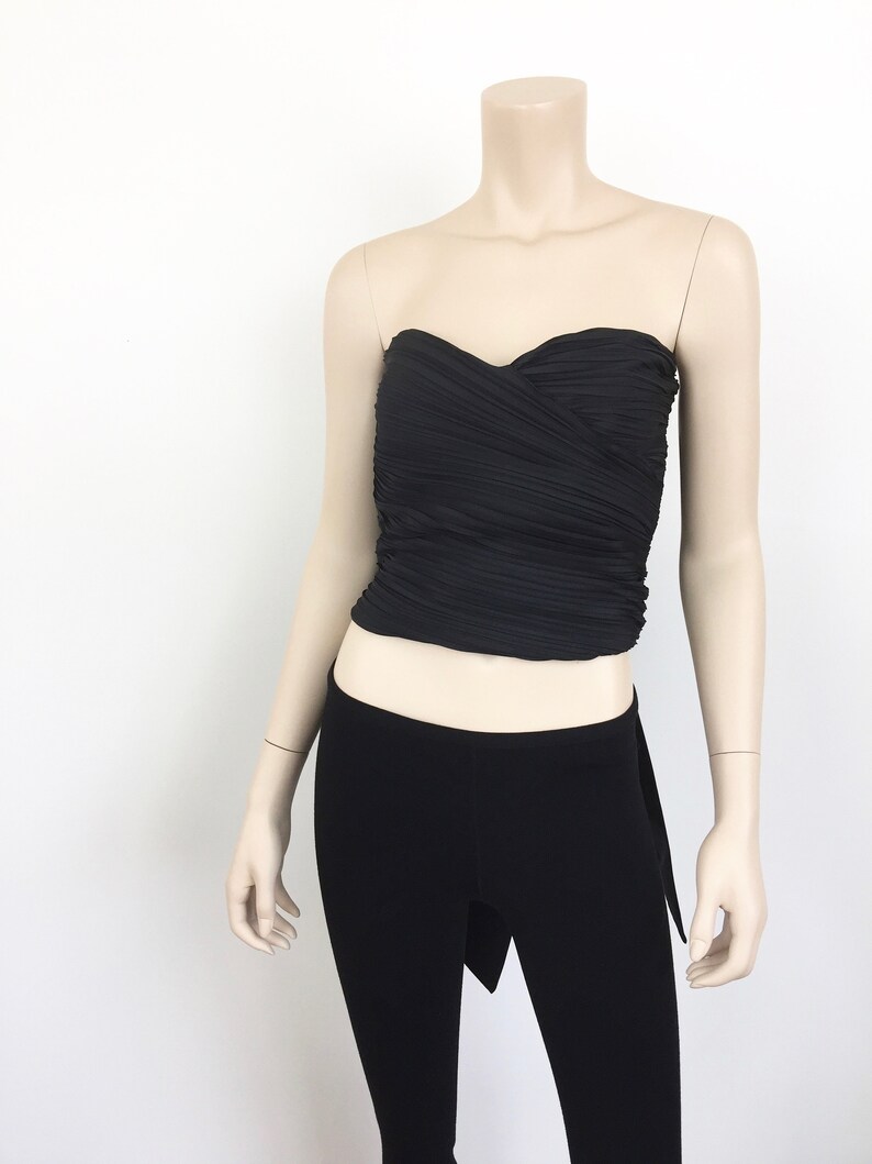 ARMANI Pleated Strapless BUSTIER CORSET Top with Bow Tie image 3