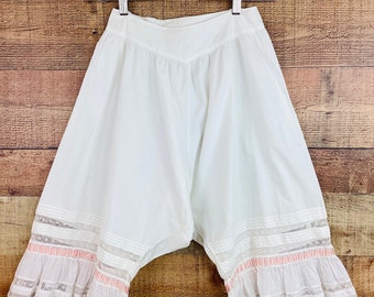 Vintage Antique 1900s EDWARDIAN / VICTORIAN White Cotton & LACE Bloomers