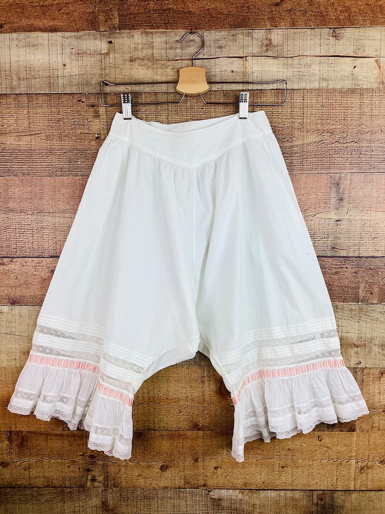 Vintage Antique 1900s EDWARDIAN / VICTORIAN White Cotton & LACE Bloomers image 1