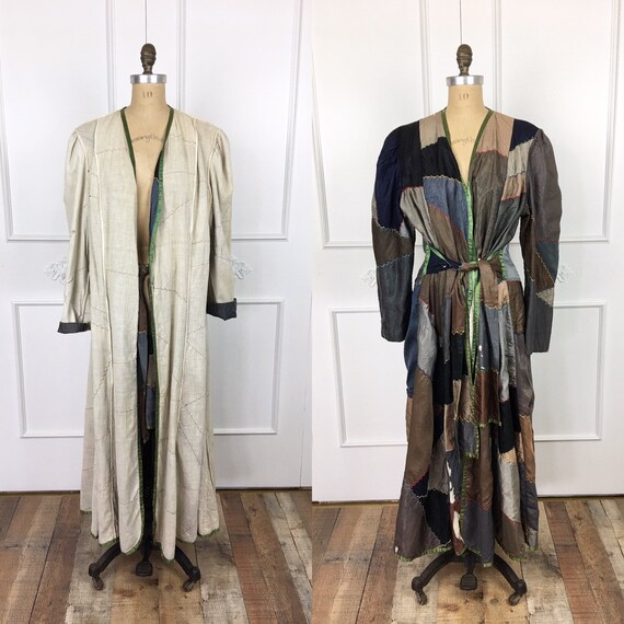 40s Vintage CRAZY QUILT PATCHWORK Duster Jacket Co
