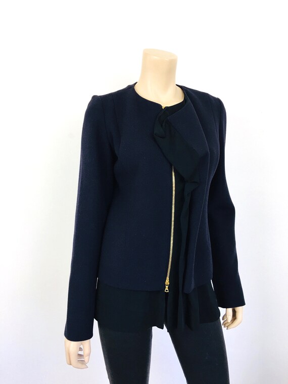 MARNI RUFFLED Front Navy Blue Zip Front Jacket 20… - image 6