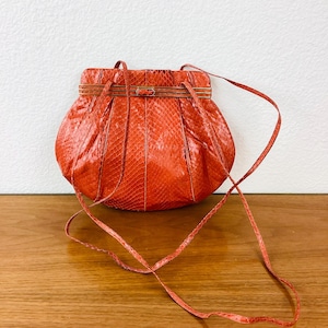 Vintage 1970s JUDITH LEIBER Pumpkin SNAKESKIN Bag / Purse