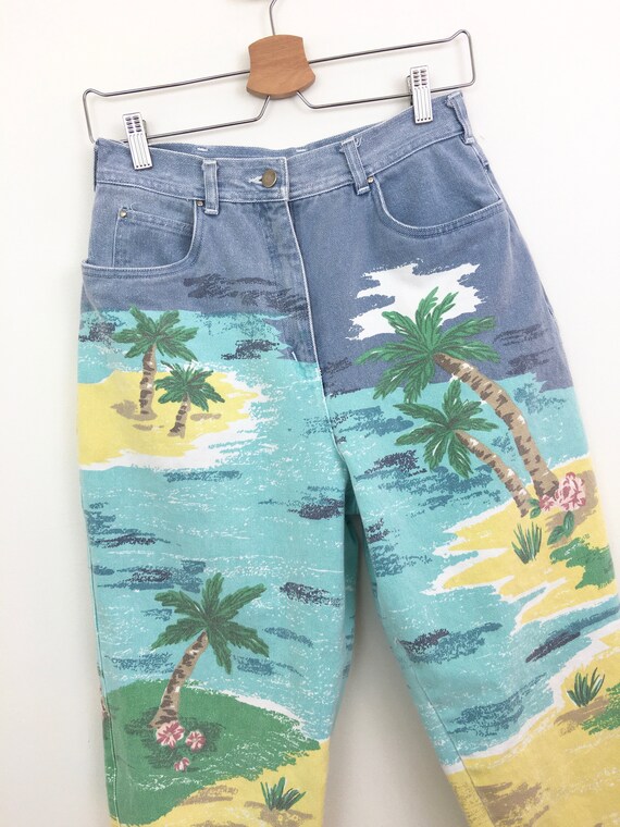 Vintage 1990s BEACH & PALM TREES Novelty Print Mom