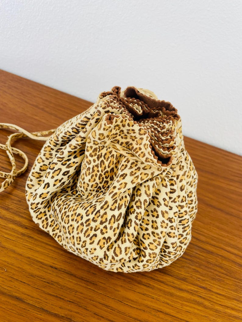 Vintage 1980s LEOPARD Print LEATHER Drawstring Pouch Bag - Etsy