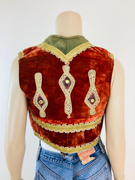 Vintage 1960s TURKISH / AFGHAN Style GOLD Embroidered & Red