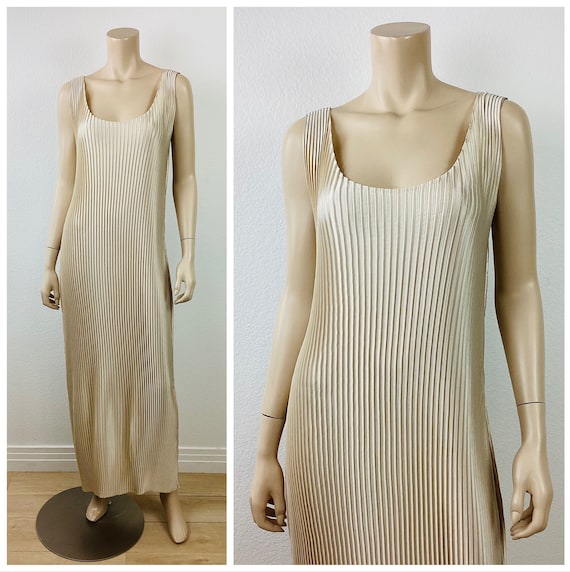 Vintage MASHIAH PLISSE PLEATED Champagne Beige Mi… - image 1