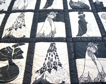 Vintage AUBREY BEARDSLEY Custom QUILT & Pillows Set
