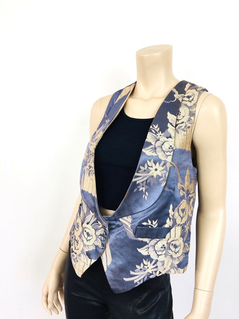 Vintage 1990s 40s Style BROCADE Drapes ANTIQUE Style Vest / Top Yvonne O'Gara image 4