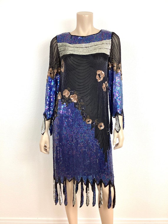 Vintage 1980s FLAPPER / GATSBY Style Sequin Beaded