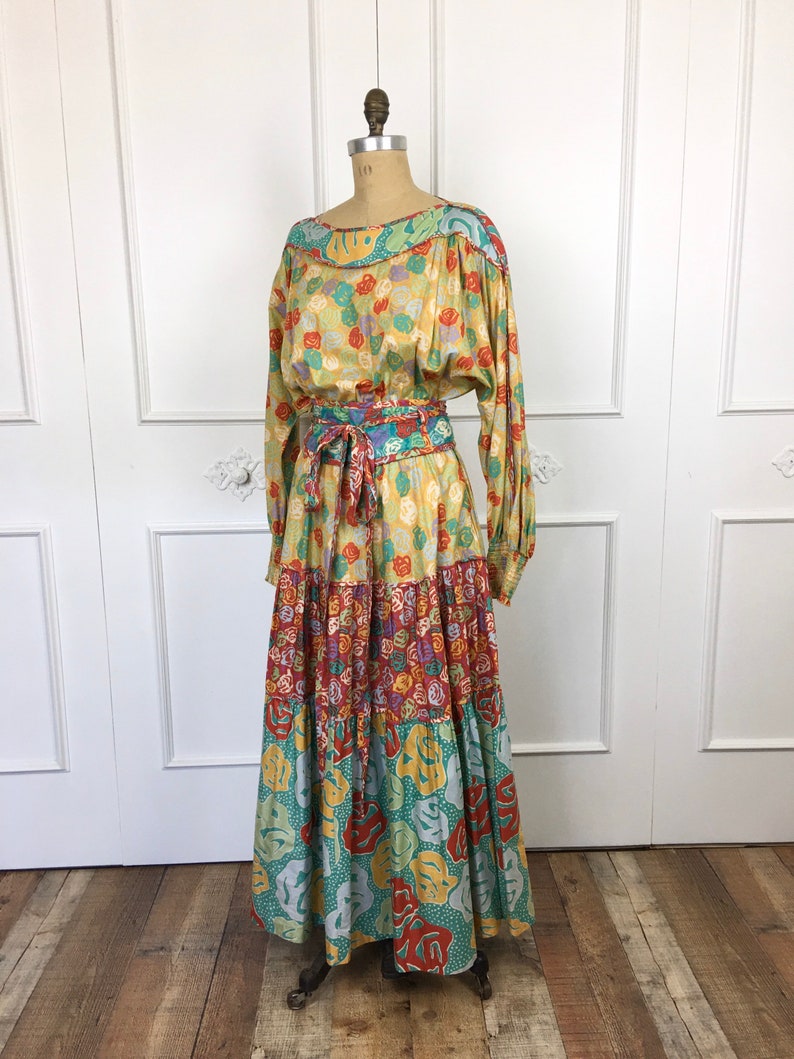 80s Vintage JEANNE MARC Floral Print Cotton Bohemian Dress | Etsy