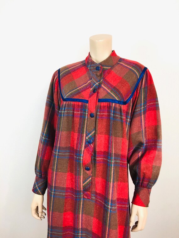 Vintage 1980s RED TARTAN PLAID Cottage Core Dress - image 6