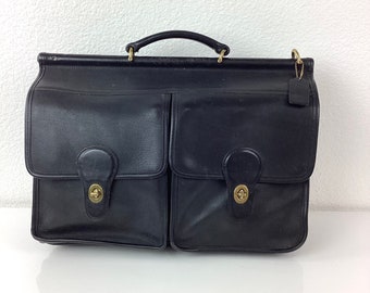 Vintage COACH Black LEATHER BRIEFCASE Bag