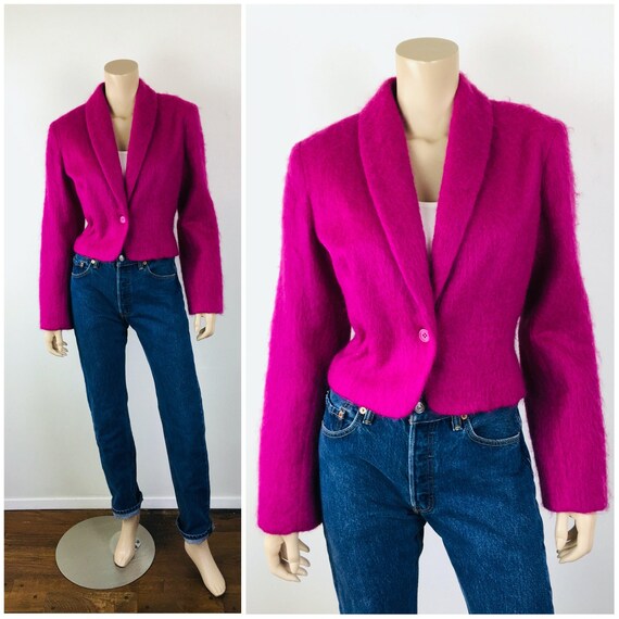 Vintage 1980s / 1990s PURPLE MOHAIR Cropped Mensw… - image 1