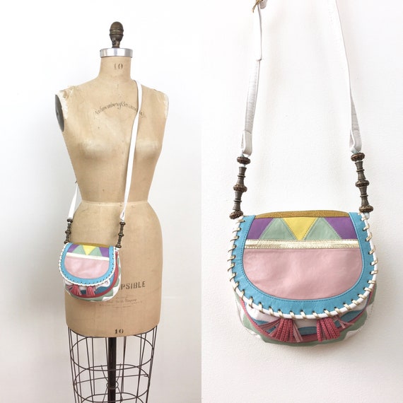 Vintage 1980s SOUTHWESTERN Style Colorful PATCHWOR