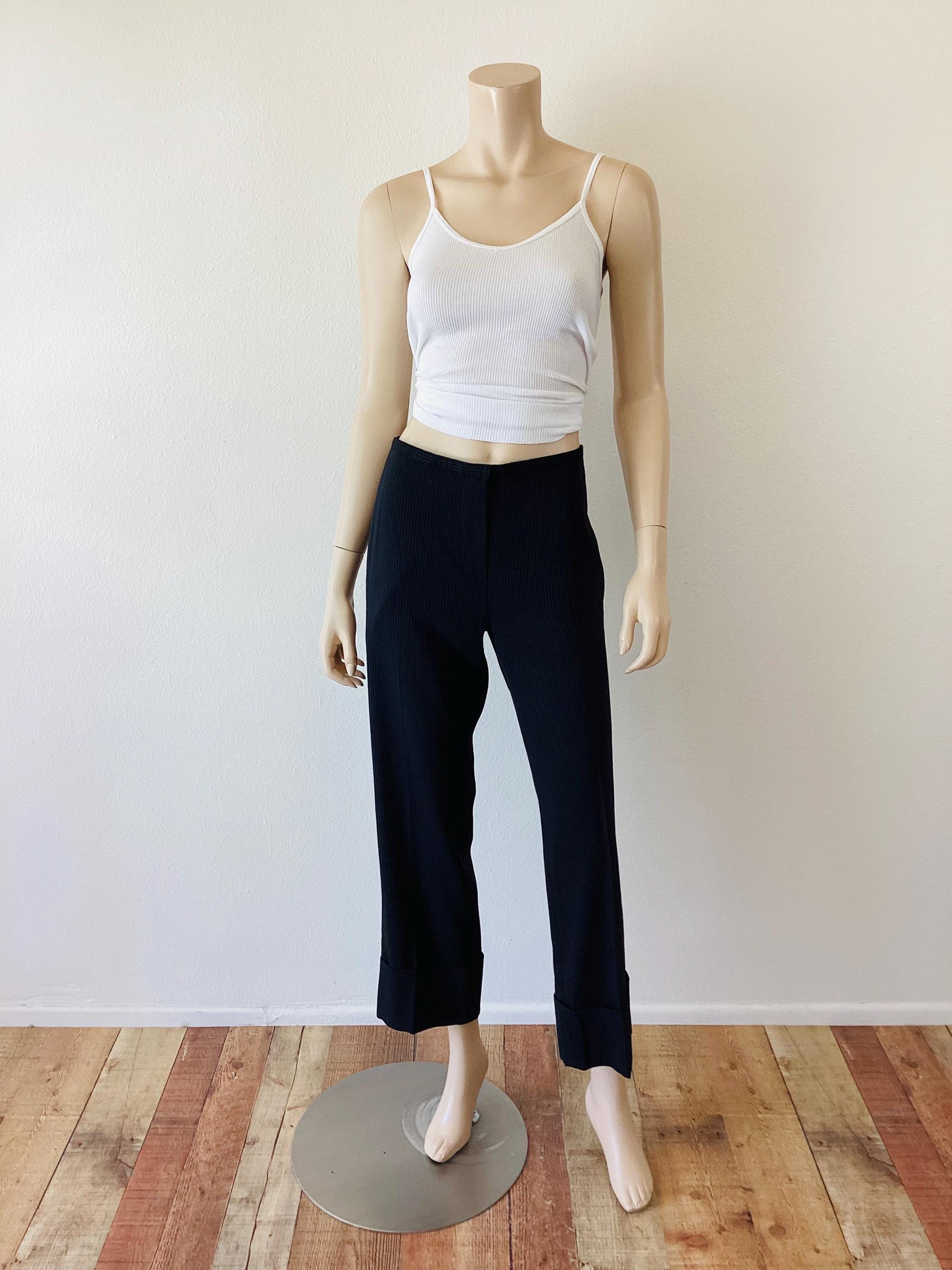ANN DEMEULEMEESTER Minimalist PINSTRIPED Big Cuff Trousers / Pants
