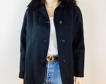 Vintage 1960s BLACK FOX FUR Collar Jacket
