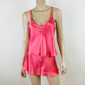 Vintage 1990s PINK SILK CAMISOLE Top & Tap Shorts Lingerie Set