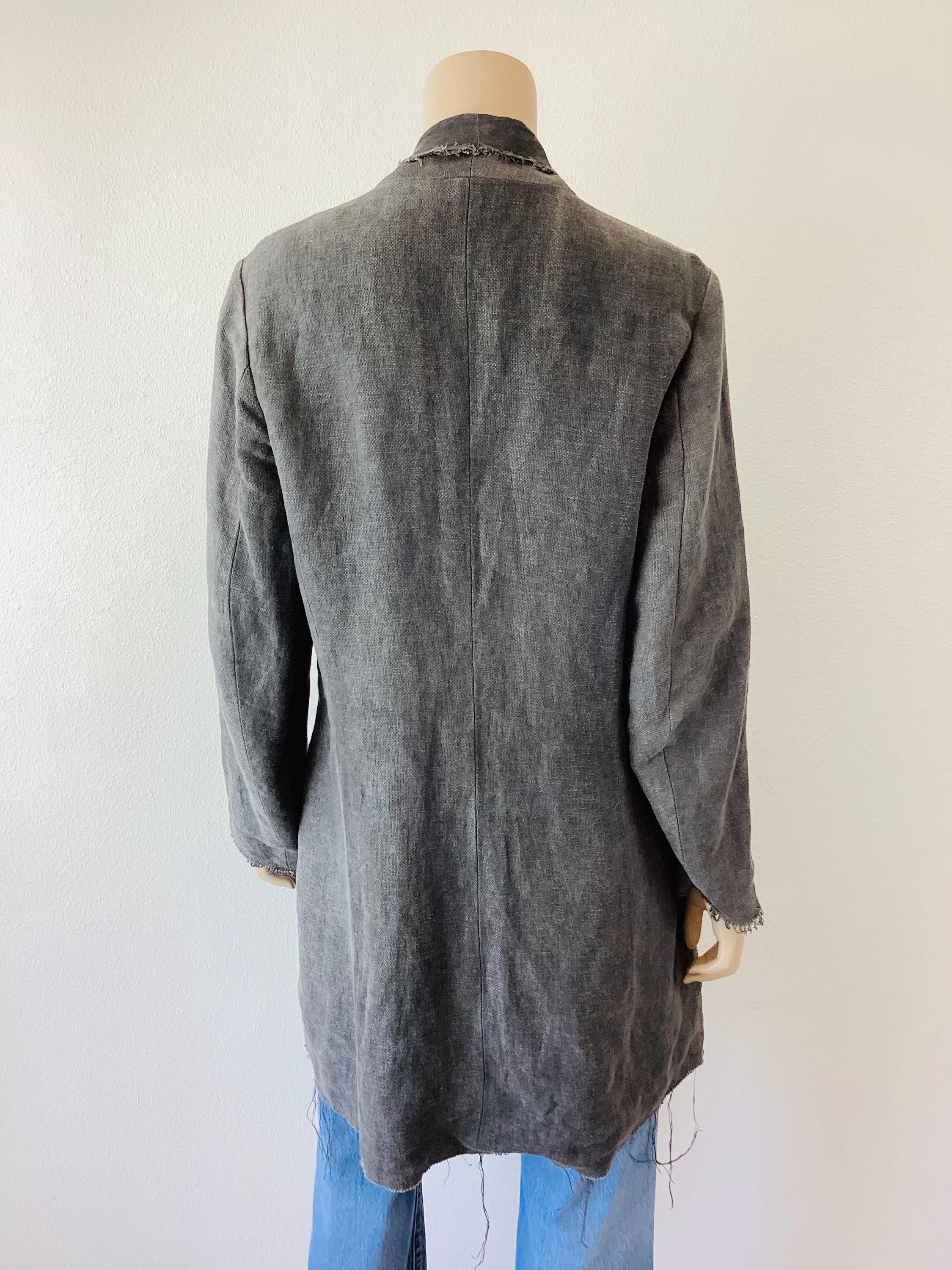 POEME BOHEMIEN Dark GREY Linen Reversible Raw Hem Avant Garde 