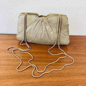 Vintage 1970s JUDITH LEIBER Beige SNAKESKIN Bag / Purse / Clutch