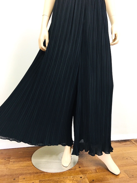 Vintage 1980s Black SUPER PLEATED PALAZZO Wide Le… - image 5