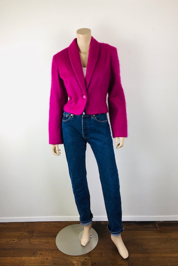 Vintage 1980s / 1990s PURPLE MOHAIR Cropped Mensw… - image 2