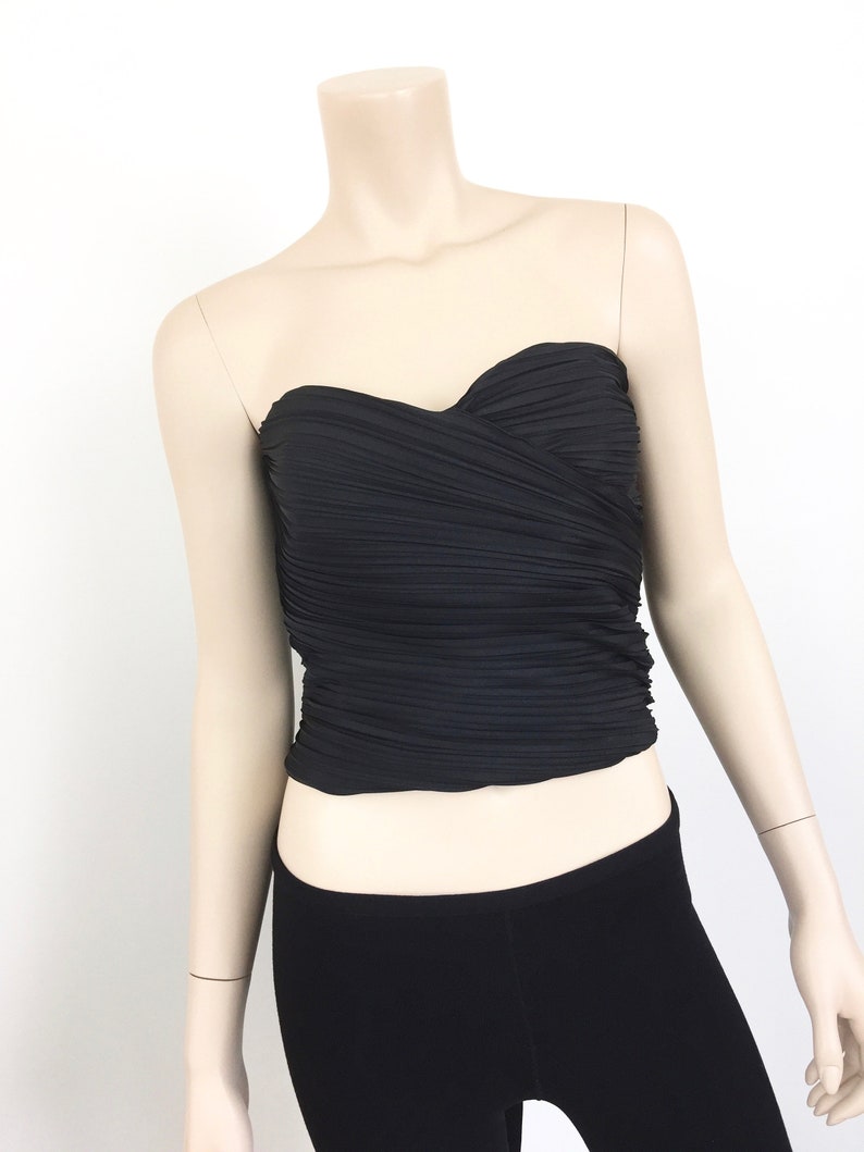 ARMANI Pleated Strapless BUSTIER CORSET Top with Bow Tie image 5