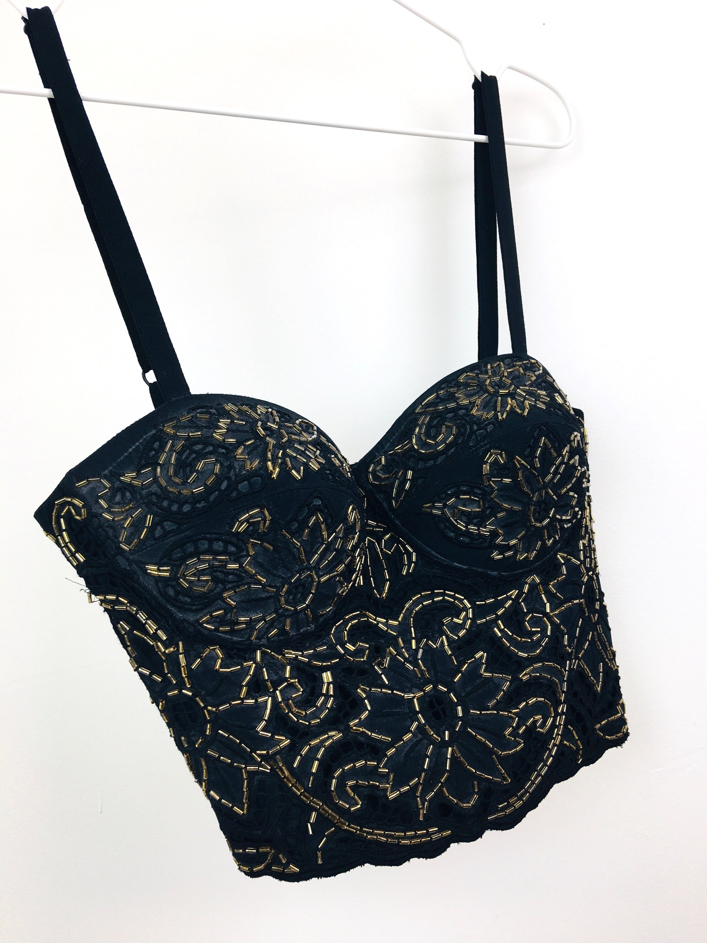 トップス MEDI LINGERIE LIKE PEPLUM BUSTIER BLACK 80's Bustier Black Lingerie Bra Boned Backless 80s Strapless