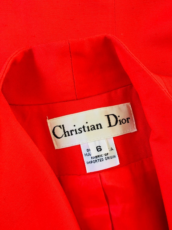 Vintage 1980s CHRISTIAN DIOR Bright Red Matte Gold Button