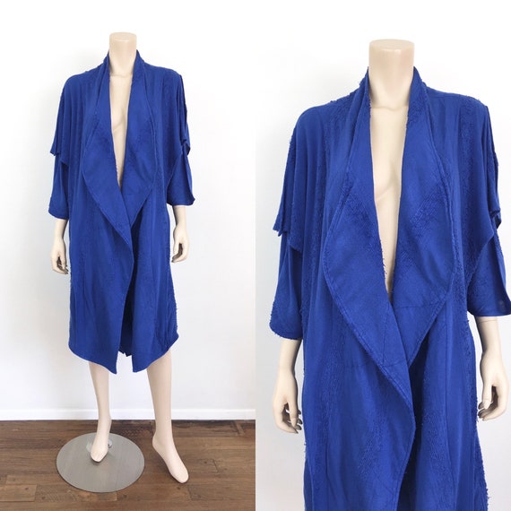 Vintage 1980s LAISE ADZER Style INDIGO Blue Draped