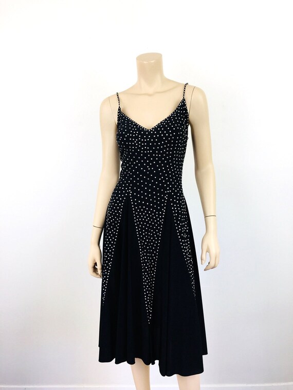 Vintage 1970s 30s Style RHINESTONE STUDDED Black … - image 4