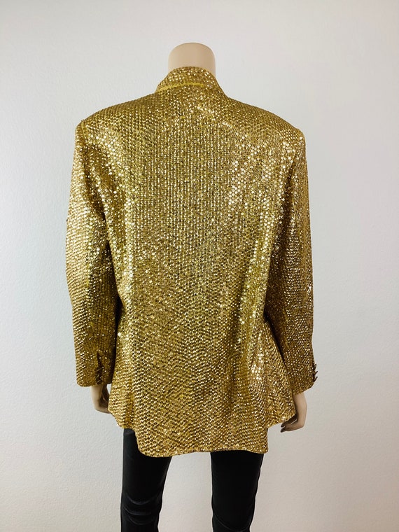 Vintage 1980s GOLD SEQUIN BEADED Boyfriend Jacket - image 8