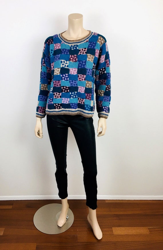 Vintage 1970s PATCHWORK Squares Style Handwoven P… - image 2