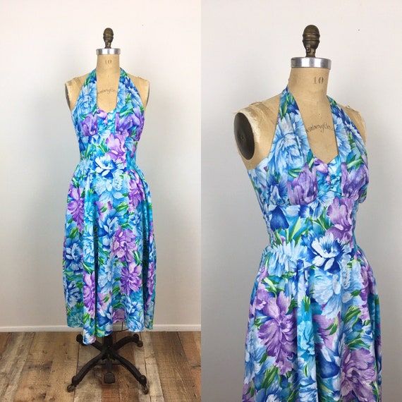 1980s Vintage TURQUOISE Blue & PURPLE 50s Style Tr
