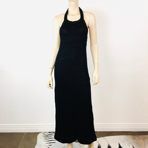 Vintage 1960s ANDRES COURREGES Black BACKLESS Sweater Knitwear Halter Dress