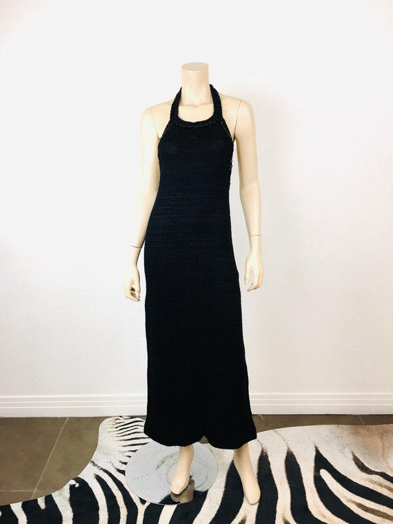 Vintage 1960s ANDRES COURREGES Black BACKLESS Sweater Knitwear Halter Dress  - Etsy