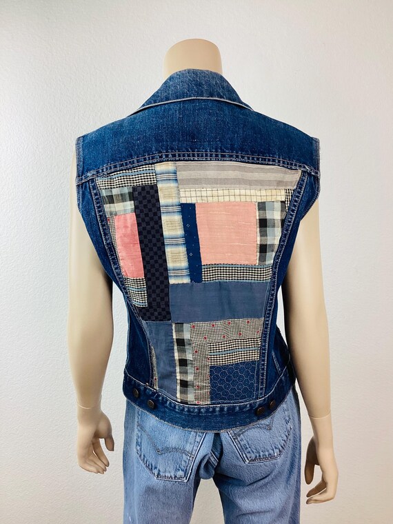 Vintage LEVIS Big E PATCHWORK QUILT Denim Jacket … - image 7