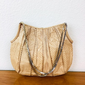 Vintage 1970s JUDITH LEIBER Tan SNAKESKIN Bag / Purse