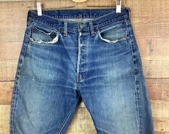 Vintage LEVIS Big E REDLINES 501 DENIM Cut Offs / Cutoff Shorts