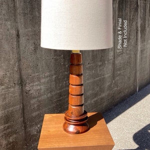 Mid Century Modern Walnut Table Lamp, MCM Decor, Retro Office Decor, Vintage Table Lamp, Danish Style Lighting