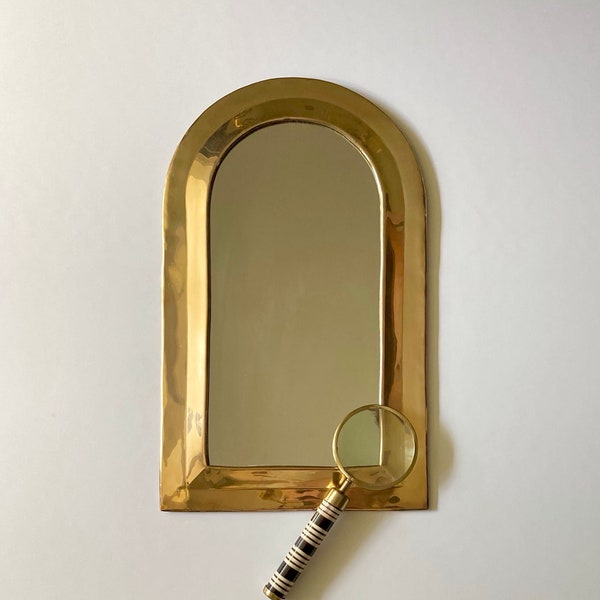 Vintage Moroccan Arched Brass Wall Mirror, Bohemian Decor, Minimal Simple Decor, Gallery Wall Mirror
