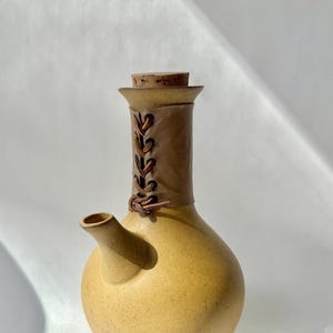 Vintage Gordon & Jane Martz Ceramic Carafe with Corset Wrapping, Mid Century Modern Pottery Decanter, Marshall Pitcher, Minimalist Decor