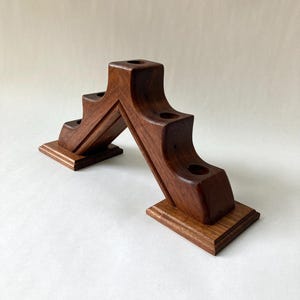 Vintage Handmade Norwegian Style Candleholder, MCM Walnut Candelabra, Mid Century Modern Decor, Scandinavian, MCM Gift, Handcrafted Folk Art