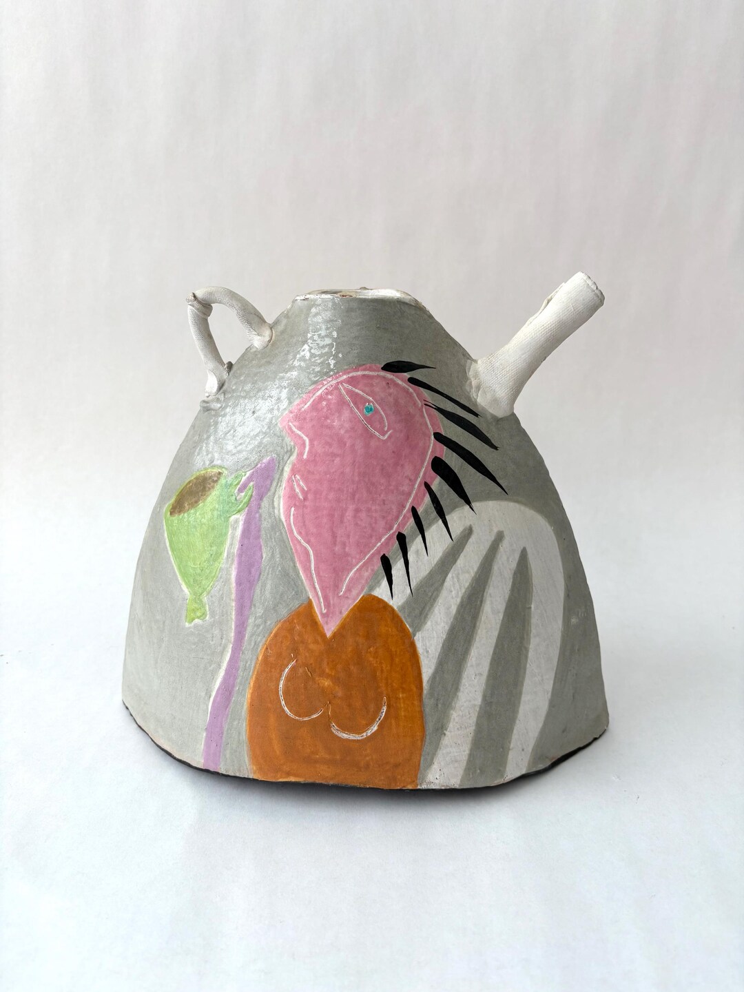 Vintage Artisan Face Teapot, Decorative Tea Kettle, Modern Handmade ...