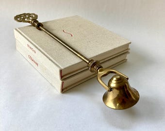 13” Long Vintage Ornate Brass Candle Snuffer, Traditional Hollywood Regency Grand Millennial Chinoiserie Asian Decor
