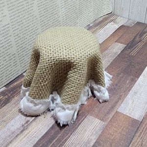 1:12 Scale Dollhouse Decorator Table. Burlap Skirted Dollhouse Table. Dollhouse Farmhouse Table. Dollhouse Skirted Table.
