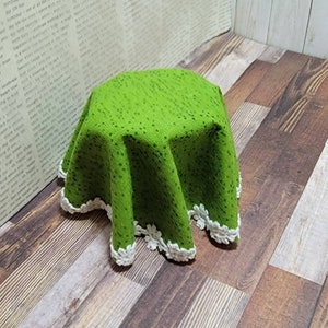 1:12 Scale Dollhouse Decorator Table. Green Cloth Dollhouse Table. Dollhouse Skirted Table.