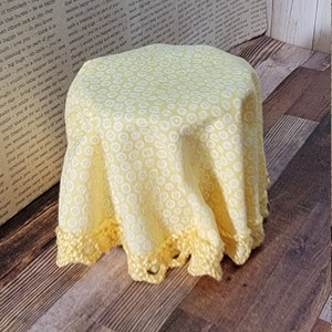 1:12 Scale Dollhouse Decorator Table. Dotted Cloth Dollhouse Table. Dollhouse Skirted Table.